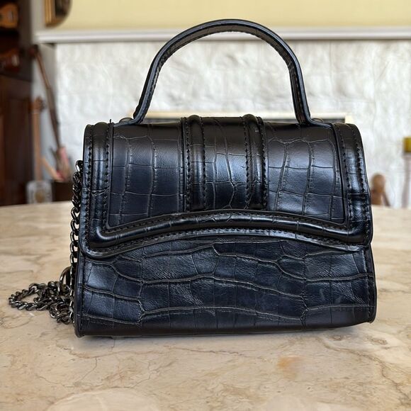 Zara Croc Embossed Vegan Leather Mini City Satchel Shoulder Bag - Picture 5 of 15